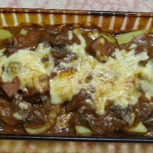 残りカレーで作るポテトのカレーチーズ焼き♪